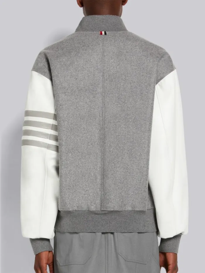 Melton Wool 4bar Oversized Blouson Jacket Medium Grey Men Thom Browne Outerwear