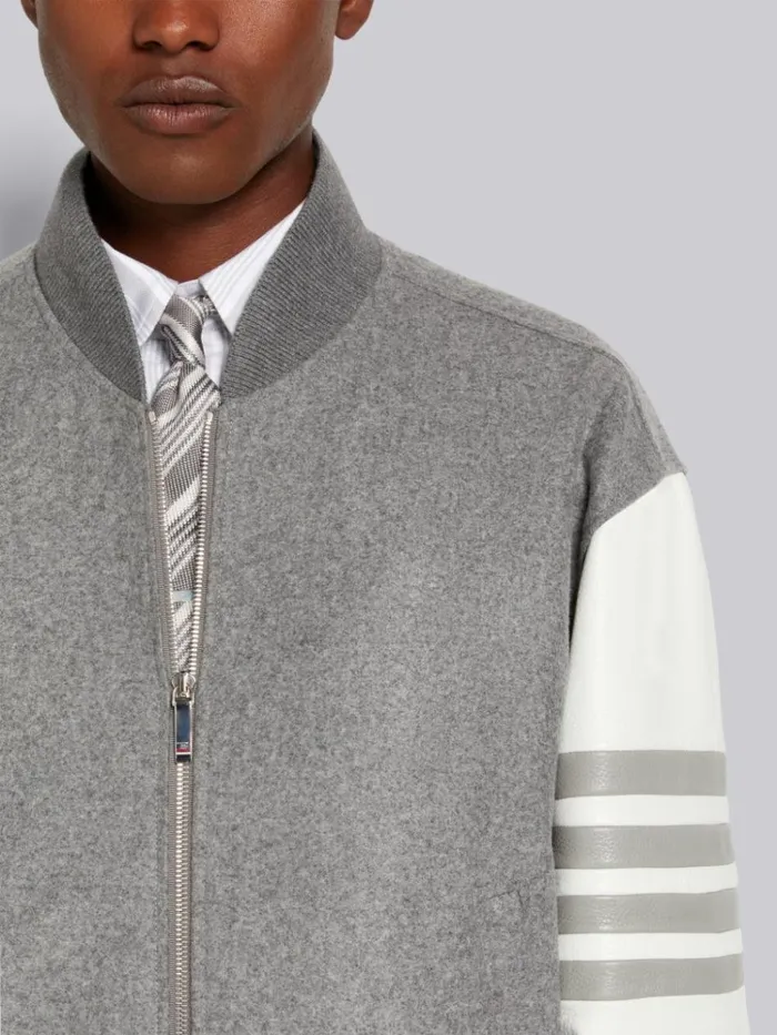 Melton Wool 4bar Oversized Blouson Jacket Medium Grey Men Thom Browne Outerwear