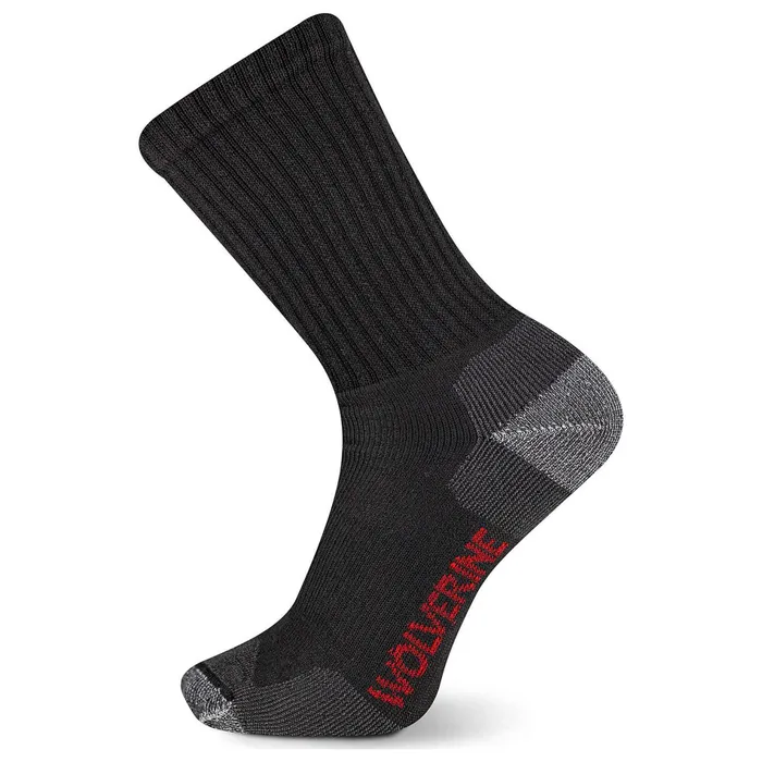Men 2PK SafetyToe MoistureWicking Crew Sock Black Wolverine Socks