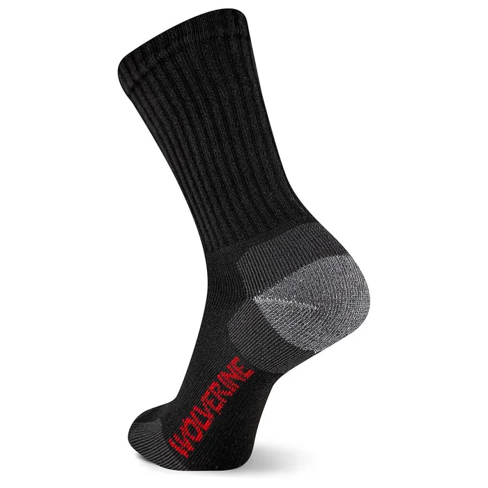 Men 2PK SafetyToe MoistureWicking Crew Sock Black Wolverine Socks