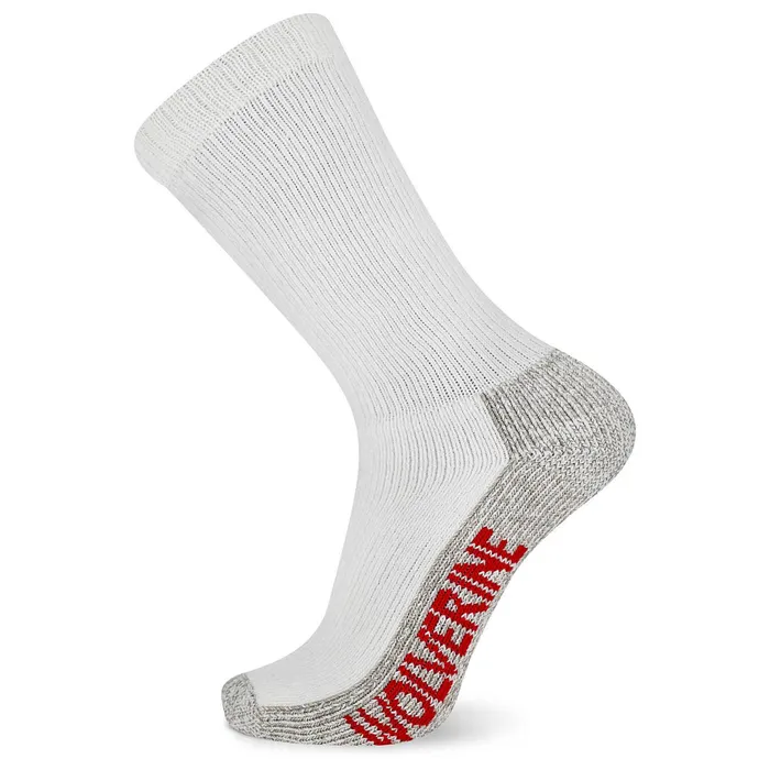 Men 2PK SteelToe Cotton Crew Sock White Wolverine Socks