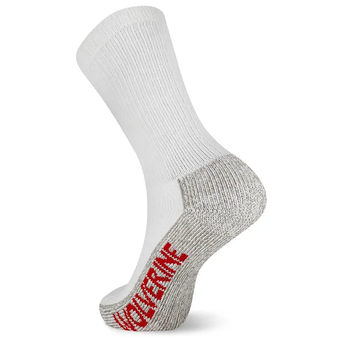 Men 2PK SteelToe Cotton Crew Sock White Wolverine Socks