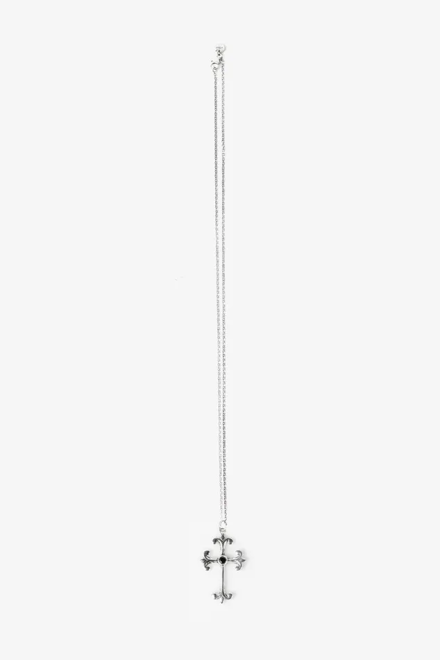 Men 925 Black Pearl Ornate Cross Necklace OTHER JEWELLERY
