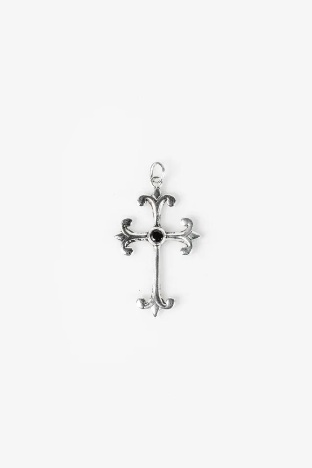 Men 925 Black Pearl Ornate Cross Necklace OTHER JEWELLERY