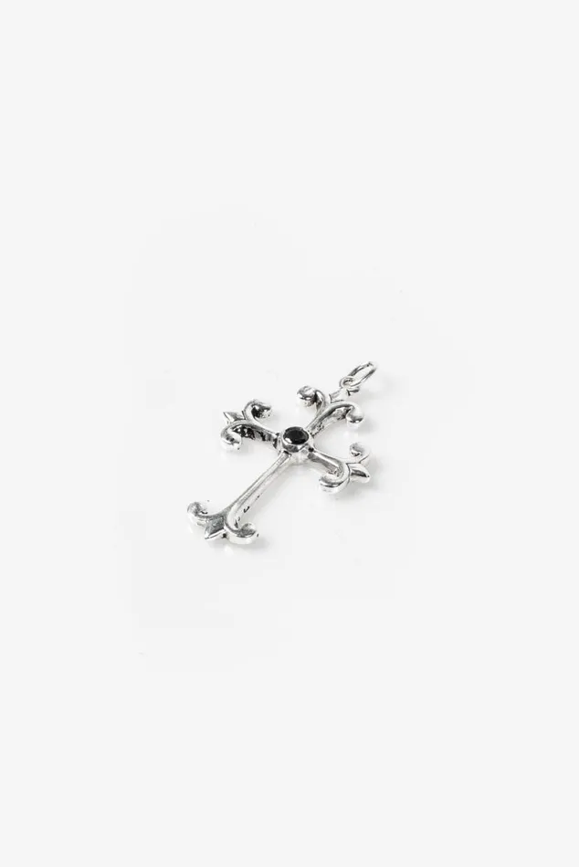 Men 925 Black Pearl Ornate Cross Necklace OTHER JEWELLERY