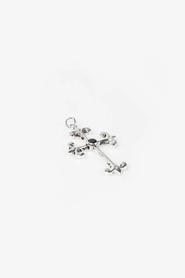 Men 925 Black Pearl Ornate Cross Necklace OTHER JEWELLERY