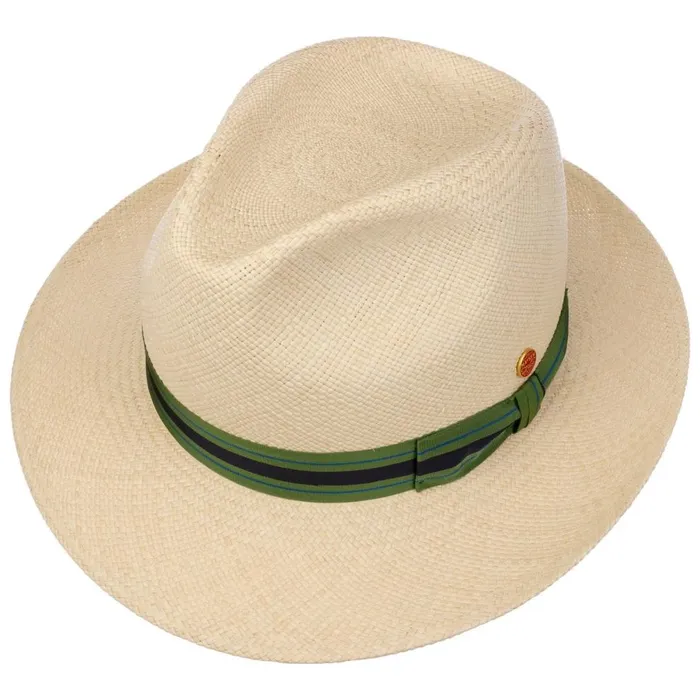 Men Albenga Green Stripes Panama Hat Natural Green Mayser Trilby Hats Men Albenga Green Stripes Panama Hat Natural Green Mayser Trilby Hats