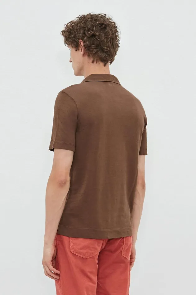 Men ARUBA 8211 Linen Cotton Jersey Polo Shirt 8211 Pecan Massimo Alba TShirts and Polos Men ARUBA 8211 Linen Cotton Jersey Polo Shirt 8211 Pecan Massimo Alba TShirts and Polos