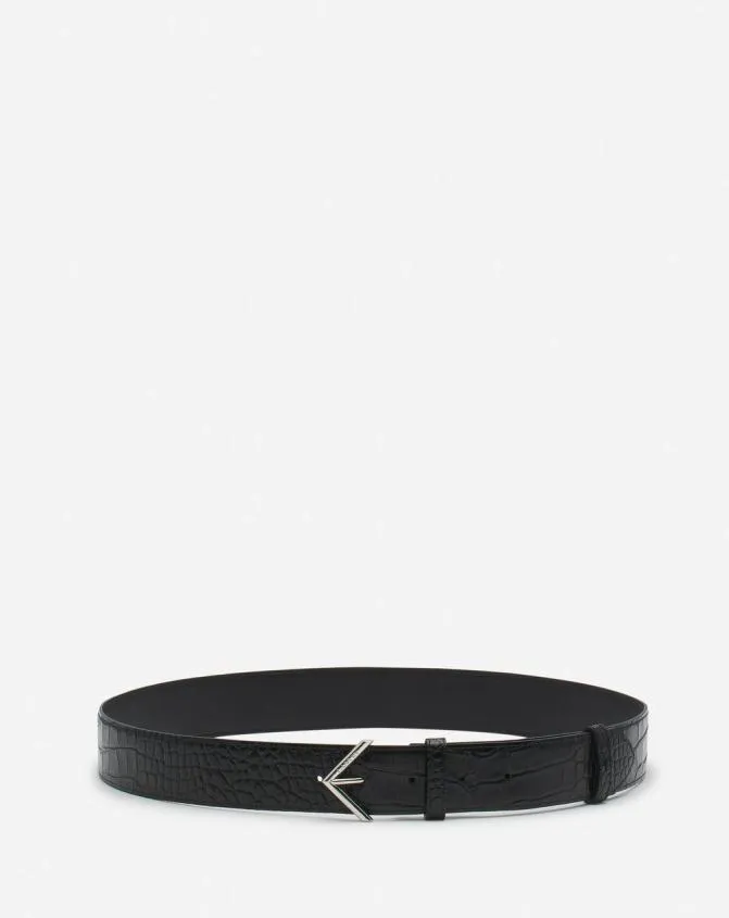 Men Belts Lanvin Signature Belt In CrocodileEffect Leather Black