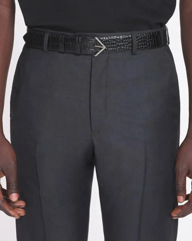 Men Belts Lanvin Signature Belt In CrocodileEffect Leather Black Men Belts Lanvin Signature Belt In CrocodileEffect Leather Black
