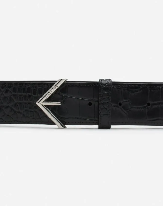 Men Belts Lanvin Signature Belt In CrocodileEffect Leather Black Men Belts Lanvin Signature Belt In CrocodileEffect Leather Black