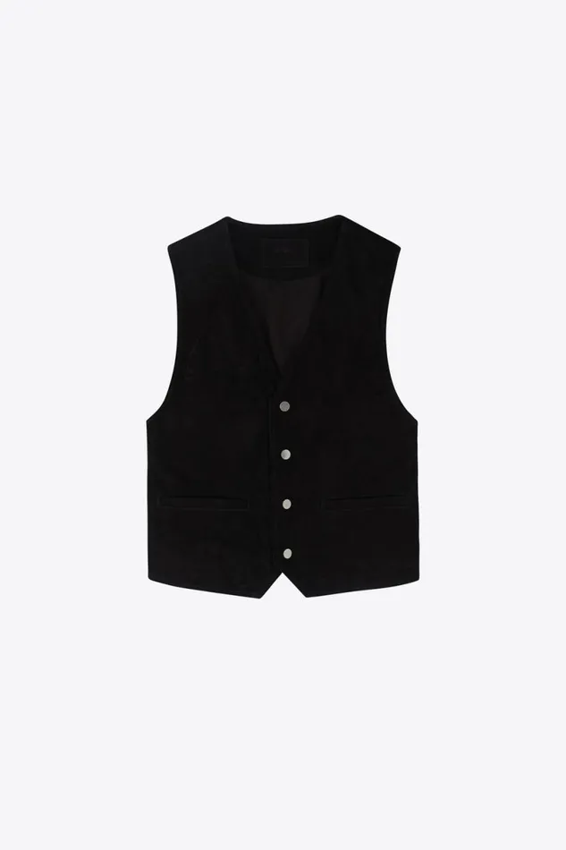 Men Black Suede Cut OTHER TANKS and VESTS