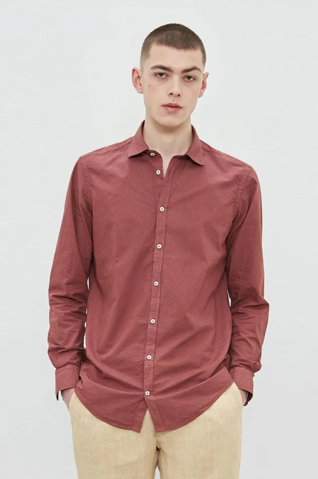 Men CANARY 8211 Cotton Shirt 8211 Dim Burgundy Massimo Alba Gifts For Him