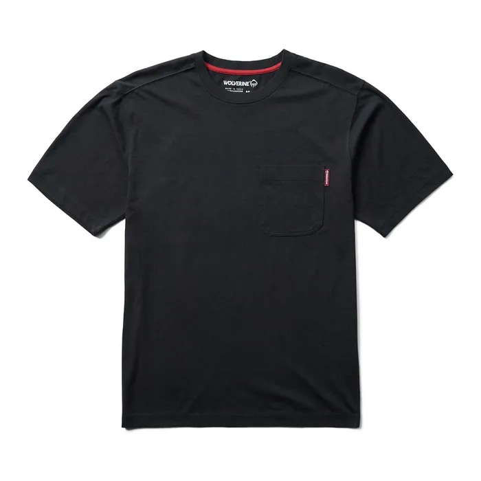 Men Classic Short Sleeve Graphic Pocket Tee Black Wolverine TShirts