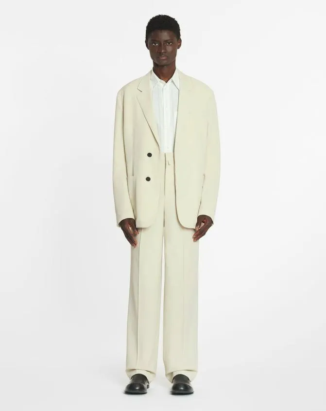 Men Coats and Jackets Lanvin LooseFitting Wool Blend Jacket Mastic Men Coats and Jackets Lanvin LooseFitting Wool Blend Jacket Mastic