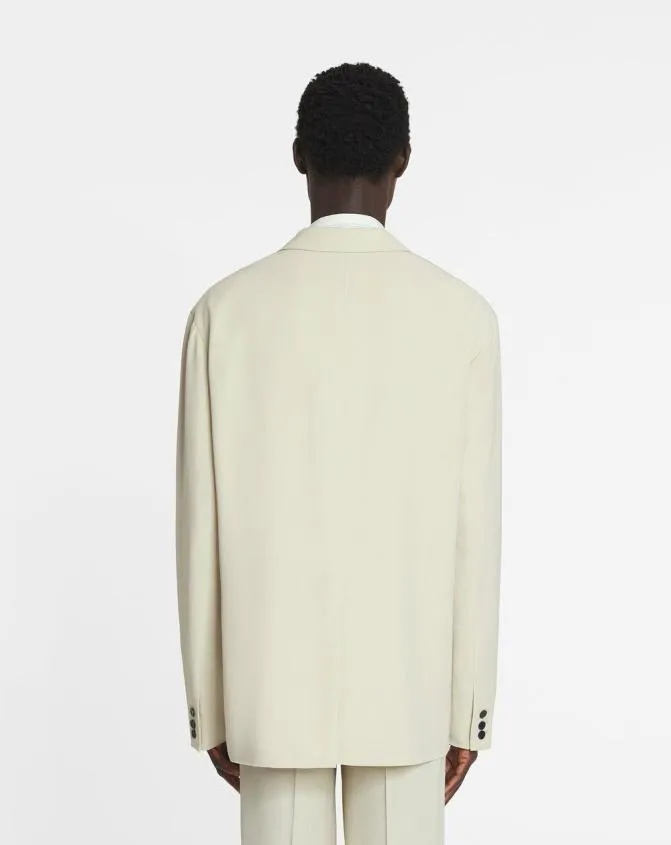 Men Coats and Jackets Lanvin LooseFitting Wool Blend Jacket Mastic Men Coats and Jackets Lanvin LooseFitting Wool Blend Jacket Mastic