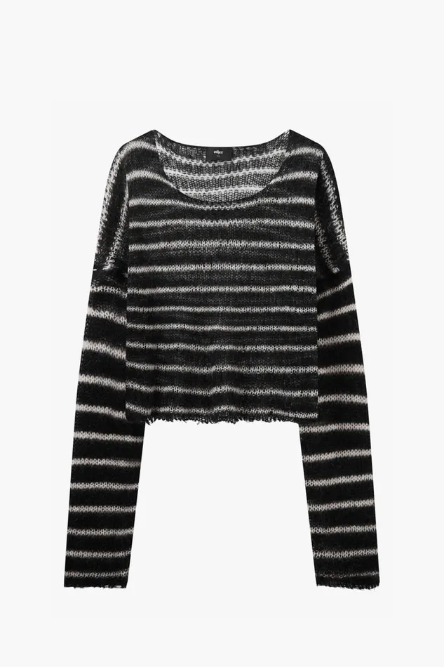 Men Cropped Navarro Jumper Raw Edge Black and Bone OTHER KNITWEAR Men Cropped Navarro Jumper Raw Edge Black and Bone OTHER KNITWEAR