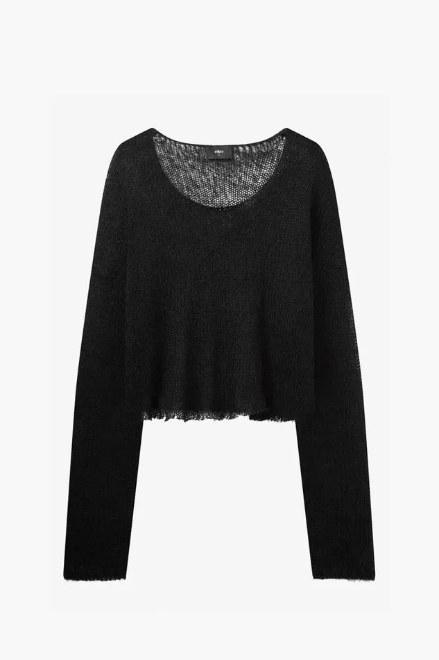 Men Cropped Navarro Jumper Raw Edge Black OTHER KNITWEAR
