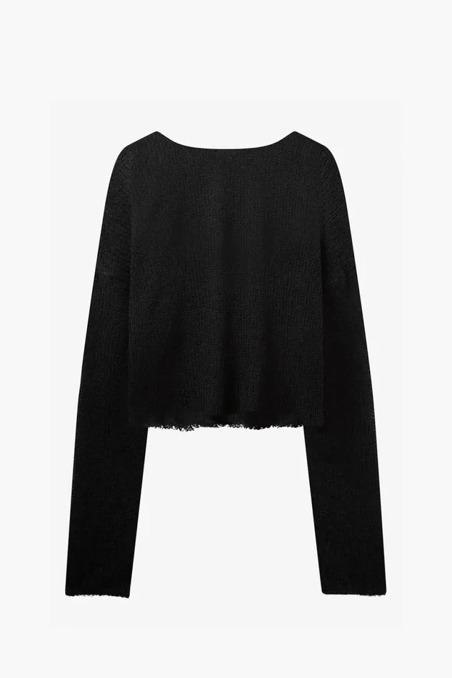 Men Cropped Navarro Jumper Raw Edge Black OTHER KNITWEAR Men Cropped Navarro Jumper Raw Edge Black OTHER KNITWEAR
