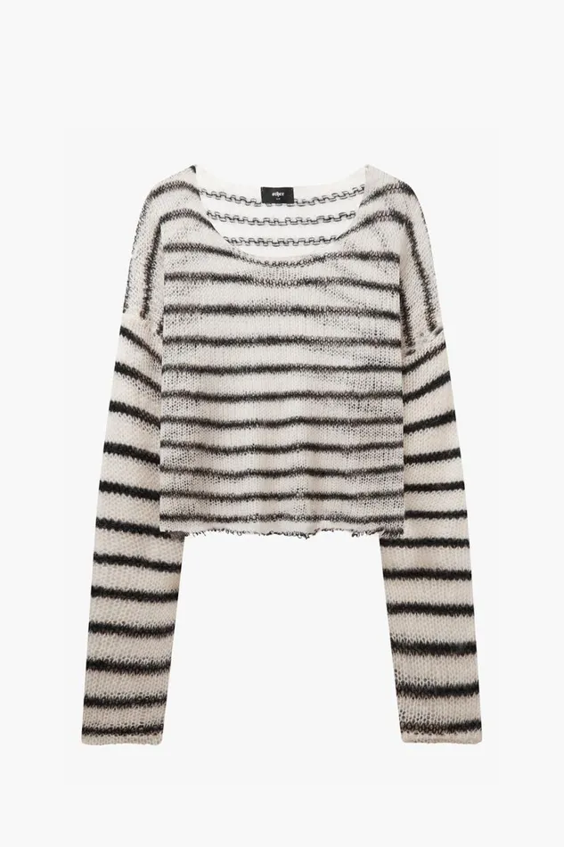 Men Cropped Navarro Jumper Raw Edge Bone and Black OTHER KNITWEAR