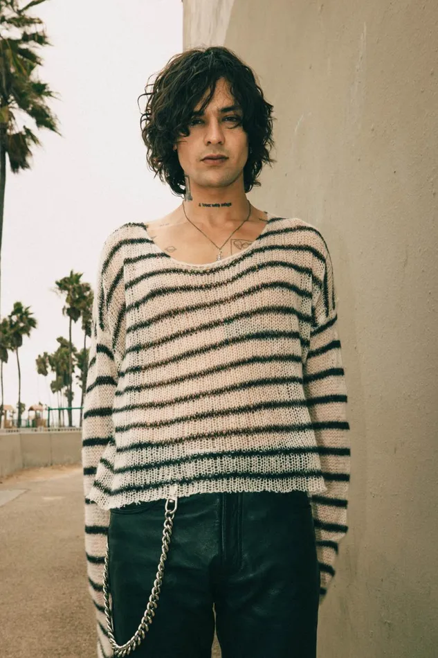 Men Cropped Navarro Jumper Raw Edge Bone and Black OTHER KNITWEAR Men Cropped Navarro Jumper Raw Edge Bone and Black OTHER KNITWEAR