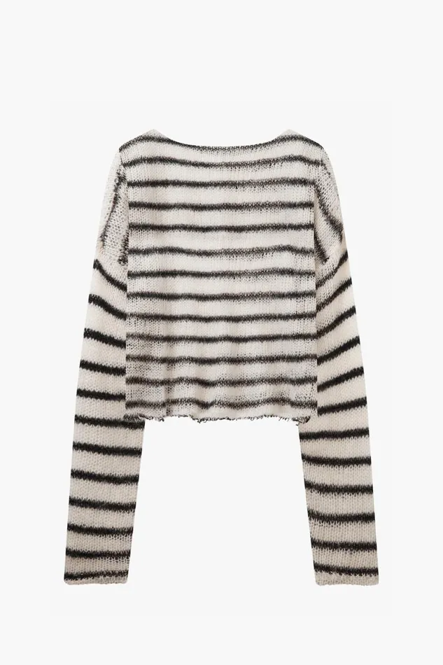Men Cropped Navarro Jumper Raw Edge Bone and Black OTHER KNITWEAR Men Cropped Navarro Jumper Raw Edge Bone and Black OTHER KNITWEAR