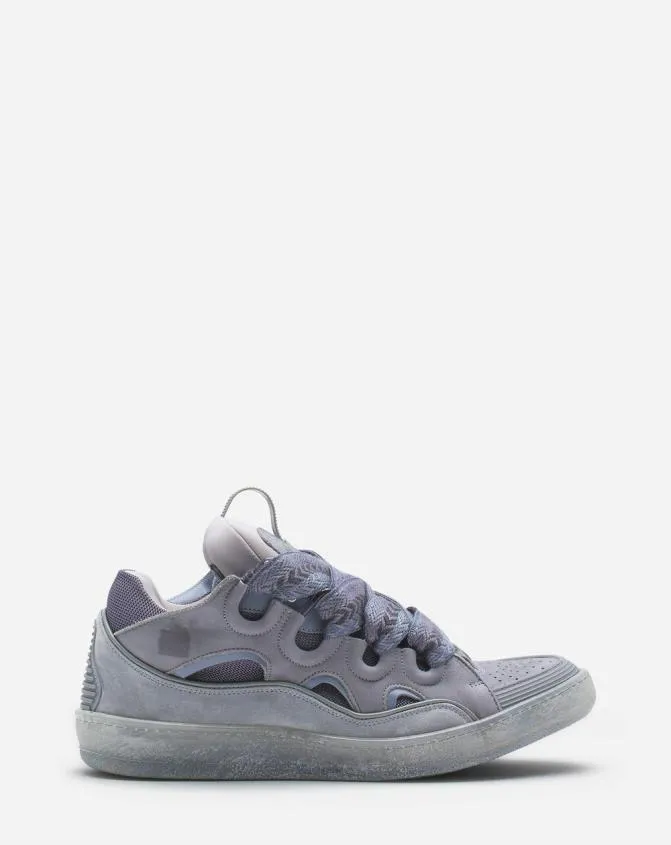 Men Curb Lanvin Curb Leather Sneakers Light Grey