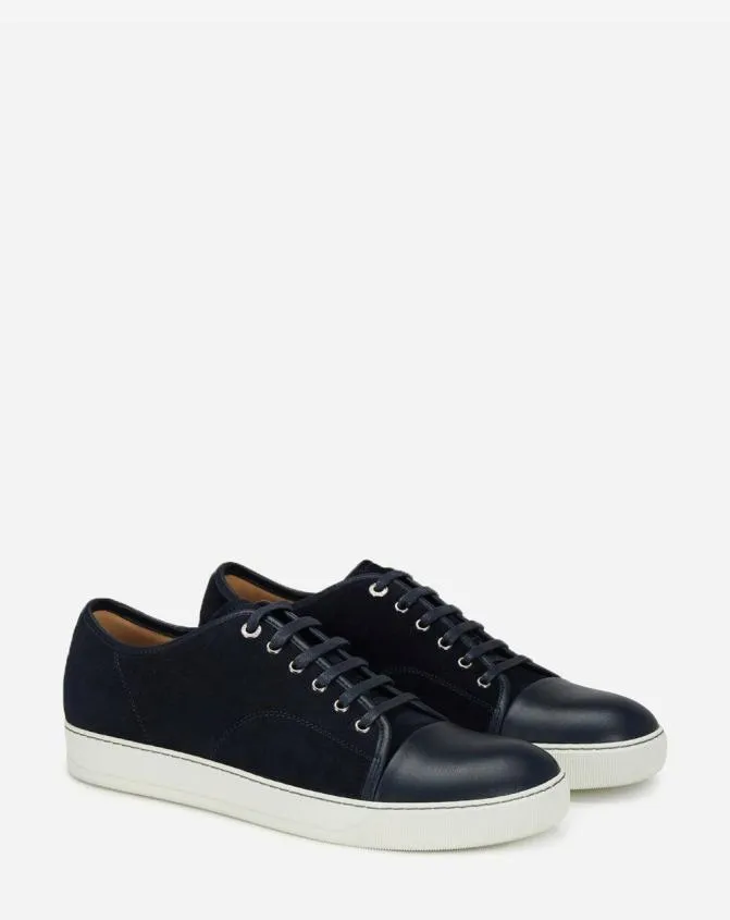 Men DBB1 Lanvin Dbb1 Leather And Suede Sneakers Navy Blue Men DBB1 Lanvin Dbb1 Leather And Suede Sneakers Navy Blue