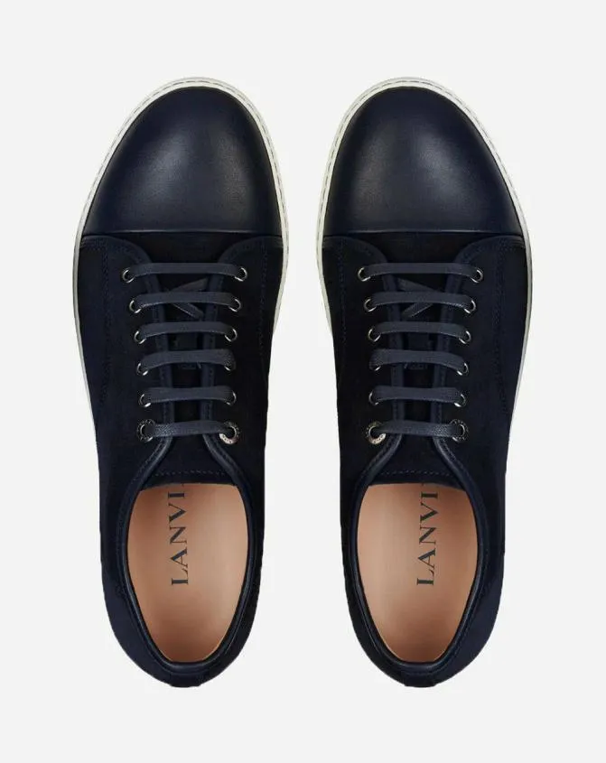 Men DBB1 Lanvin Dbb1 Leather And Suede Sneakers Navy Blue Men DBB1 Lanvin Dbb1 Leather And Suede Sneakers Navy Blue