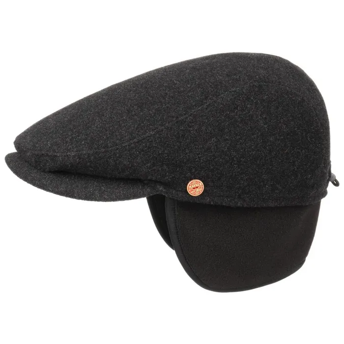 Men Felix Ear Warmer Flat Cap Anthracite Mayser Flat Caps