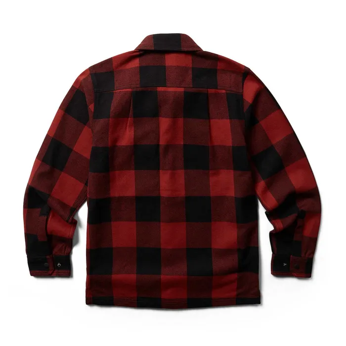 Men Forge Flannel Overshirt Dark Red Plaid Wolverine Work Shirts