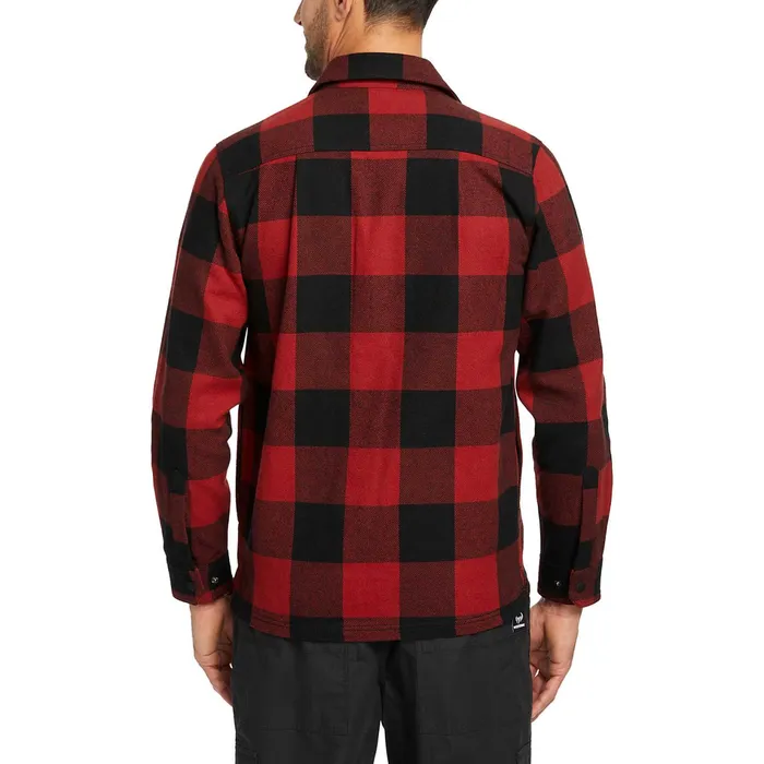 Men Forge Flannel Overshirt Dark Red Plaid Wolverine Work Shirts