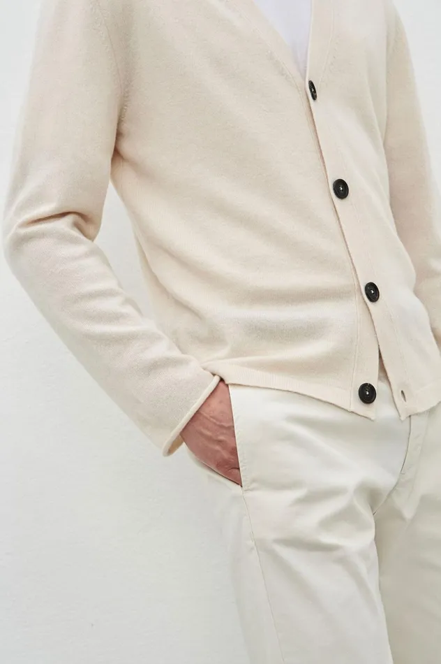 Men FREDDIE 8211 Cashmere Cardigan 8211 Magnolia Massimo Alba Knitwear