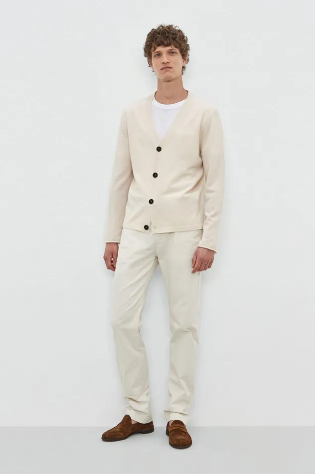 Men FREDDIE 8211 Cashmere Cardigan 8211 Magnolia Massimo Alba Knitwear