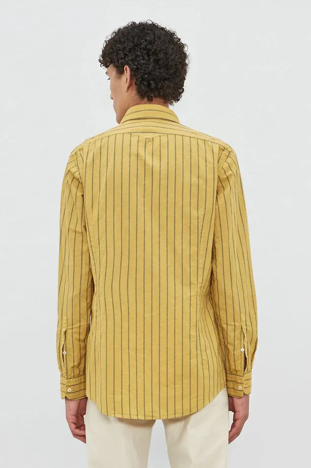 Men GENOVA 8211 Cotton Linen Shirt 8211 Mostarda Massimo Alba Shirts