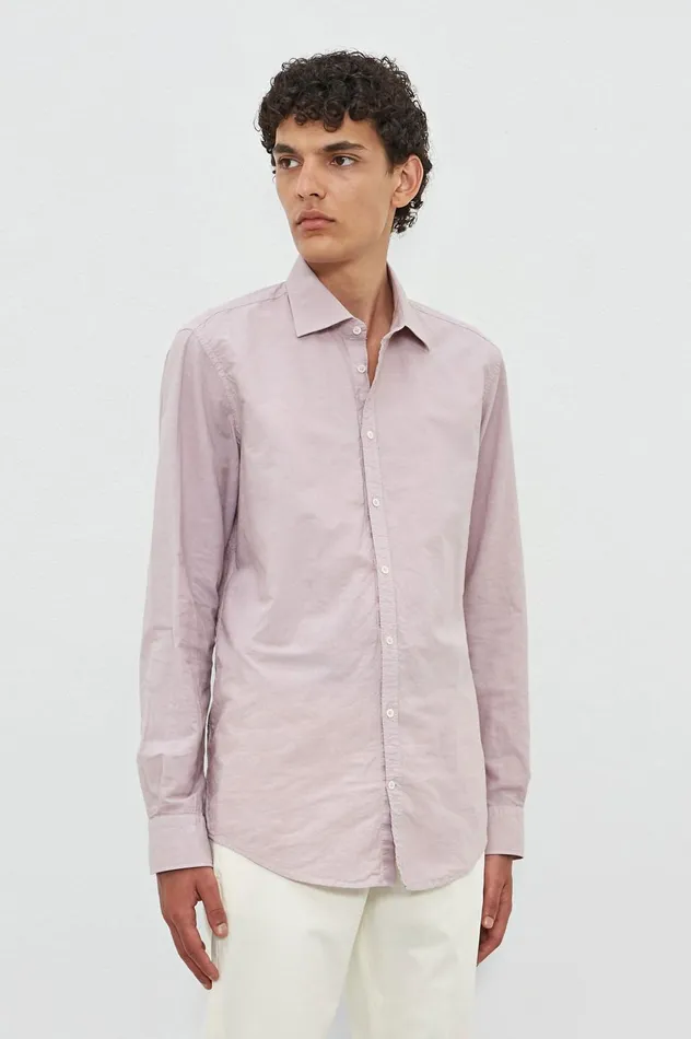 Men GENOVA 8211 Cotton Linen Shirt 8211 Soft Pink Massimo Alba Shirts