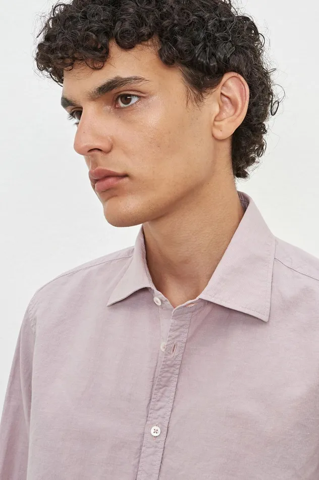 Men GENOVA 8211 Cotton Linen Shirt 8211 Soft Pink Massimo Alba Shirts