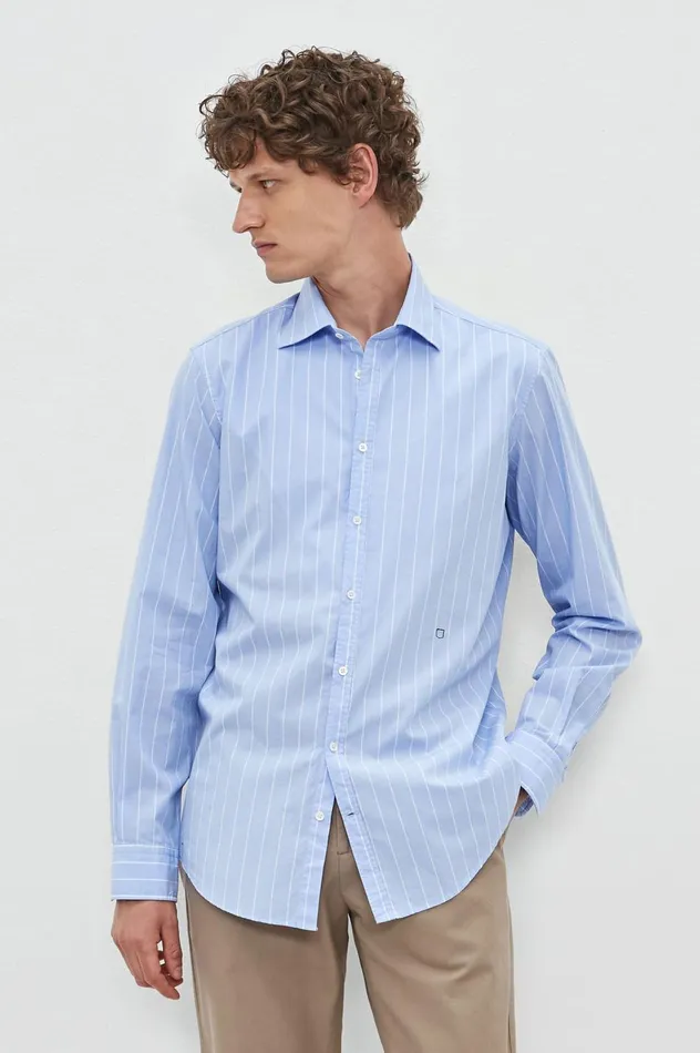 Men GENOVA 8211 Cotton Shirt 8211 Celeste Massimo Alba Shirts