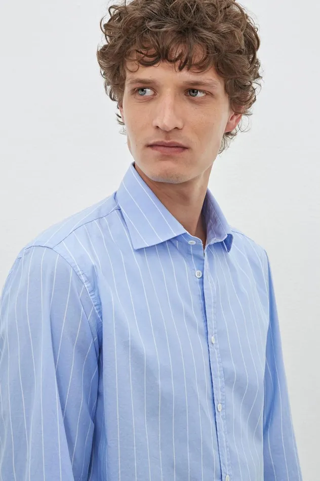 Men GENOVA 8211 Cotton Shirt 8211 Celeste Massimo Alba Shirts
