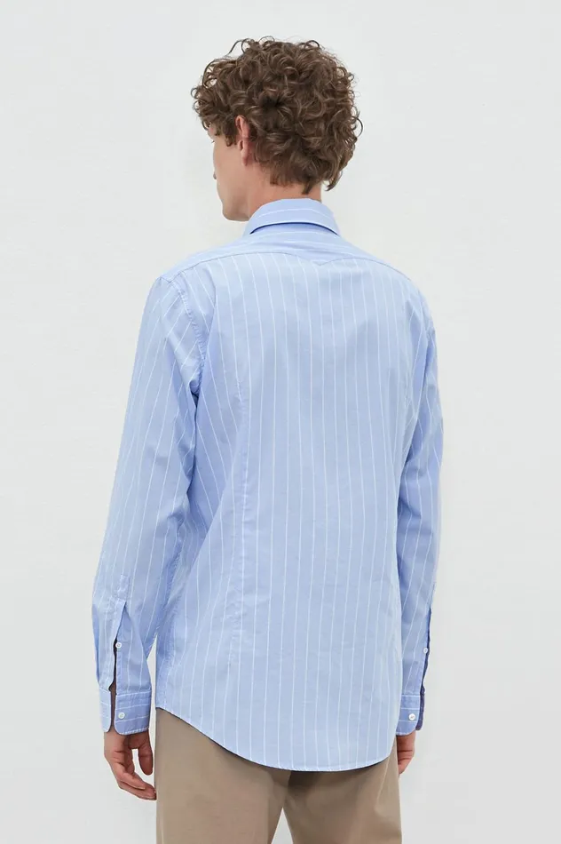 Men GENOVA 8211 Cotton Shirt 8211 Celeste Massimo Alba Shirts