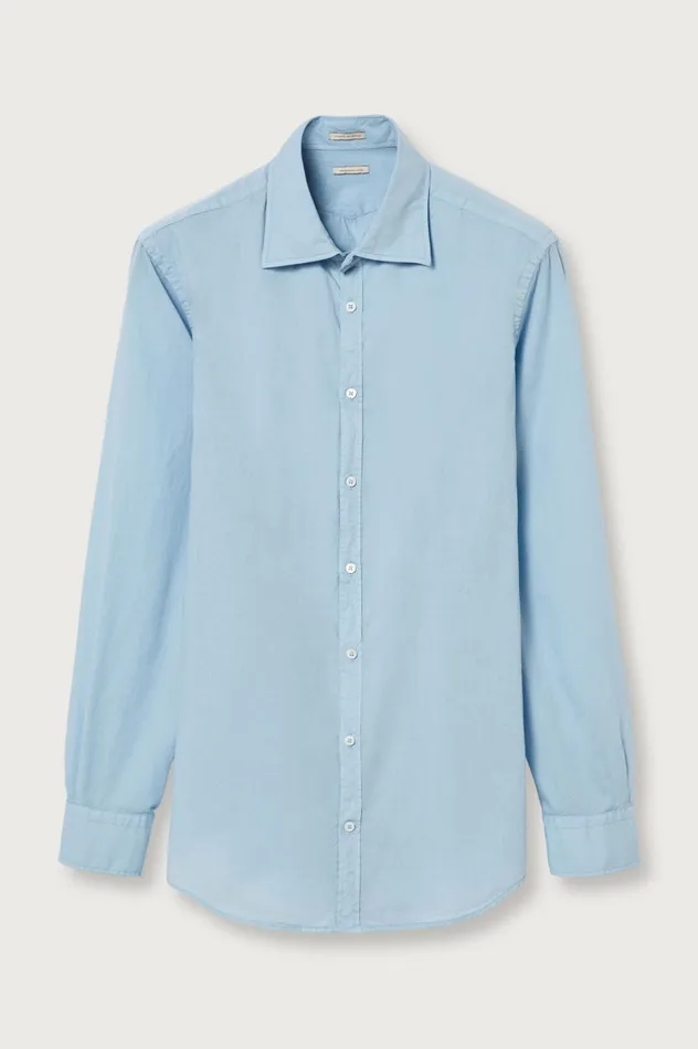 Men GENOVA 8211 Cotton Voile Shirt 8211 Avio Massimo Alba Shirts