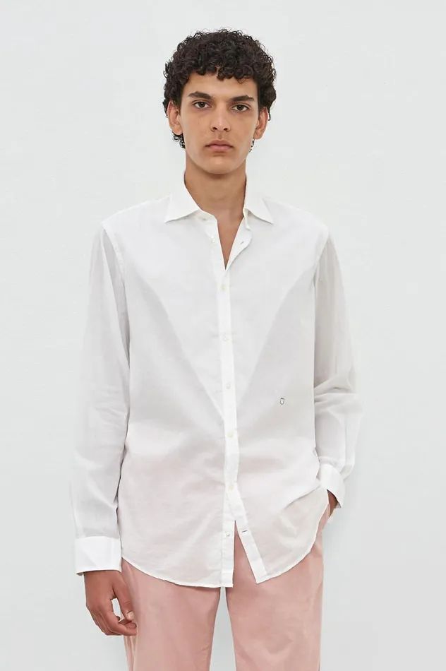 Men GENOVA 8211 Cotton Voile Shirt 8211 Bianco Massimo Alba Shirts
