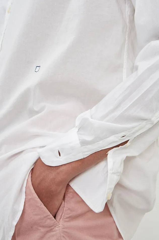 Men GENOVA 8211 Cotton Voile Shirt 8211 Bianco Massimo Alba Shirts