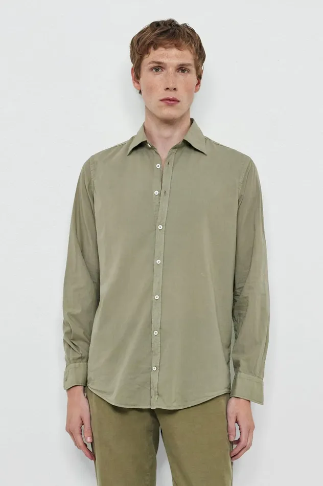 Men GENOVA 8211 Cotton Voile Shirt 8211 Fango Massimo Alba Shirts
