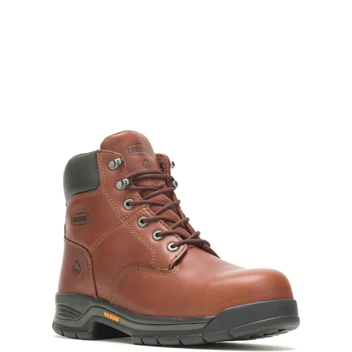 Men Harrison LaceUp 6034Work Boot Brown Wolverine Soft Toe