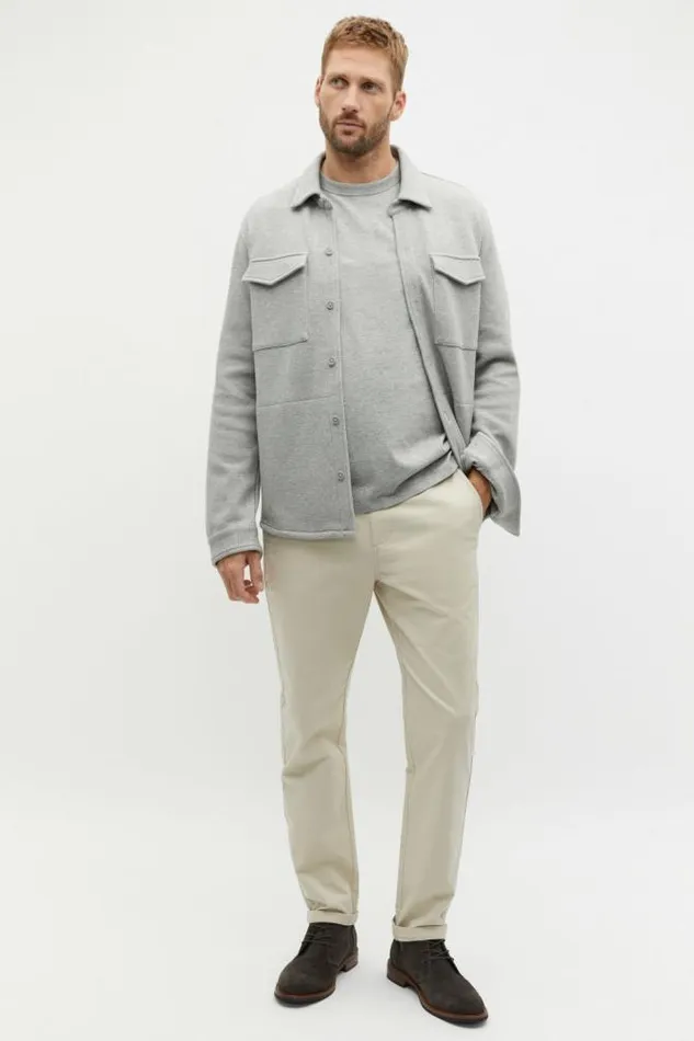 Men Jackets and Vests Seed Heritage Pique Knit Overshirt Silver Marle