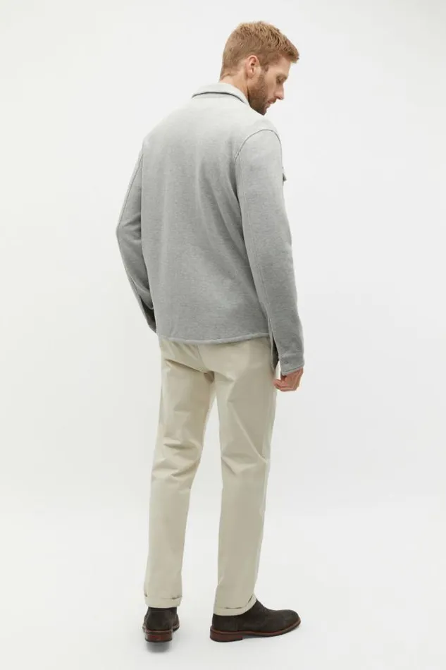 Men Jackets and Vests Seed Heritage Pique Knit Overshirt Silver Marle