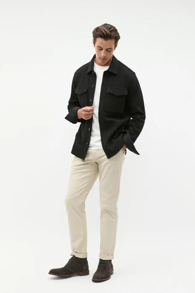 Men Jackets and Vests Seed Heritage Pique Knit Overshirt True Black