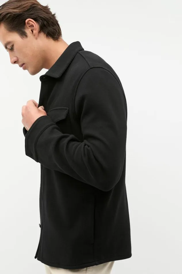 Men Jackets and Vests Seed Heritage Pique Knit Overshirt True Black