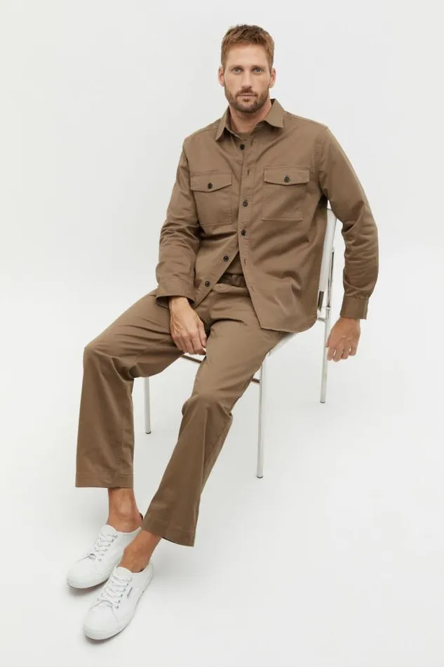 Men Jackets and Vests Seed Heritage Utility Overshirt Dark Nougat